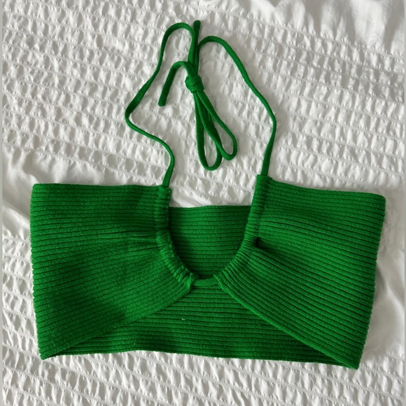 GREEN KNIT TOP - Picture 1 of 3